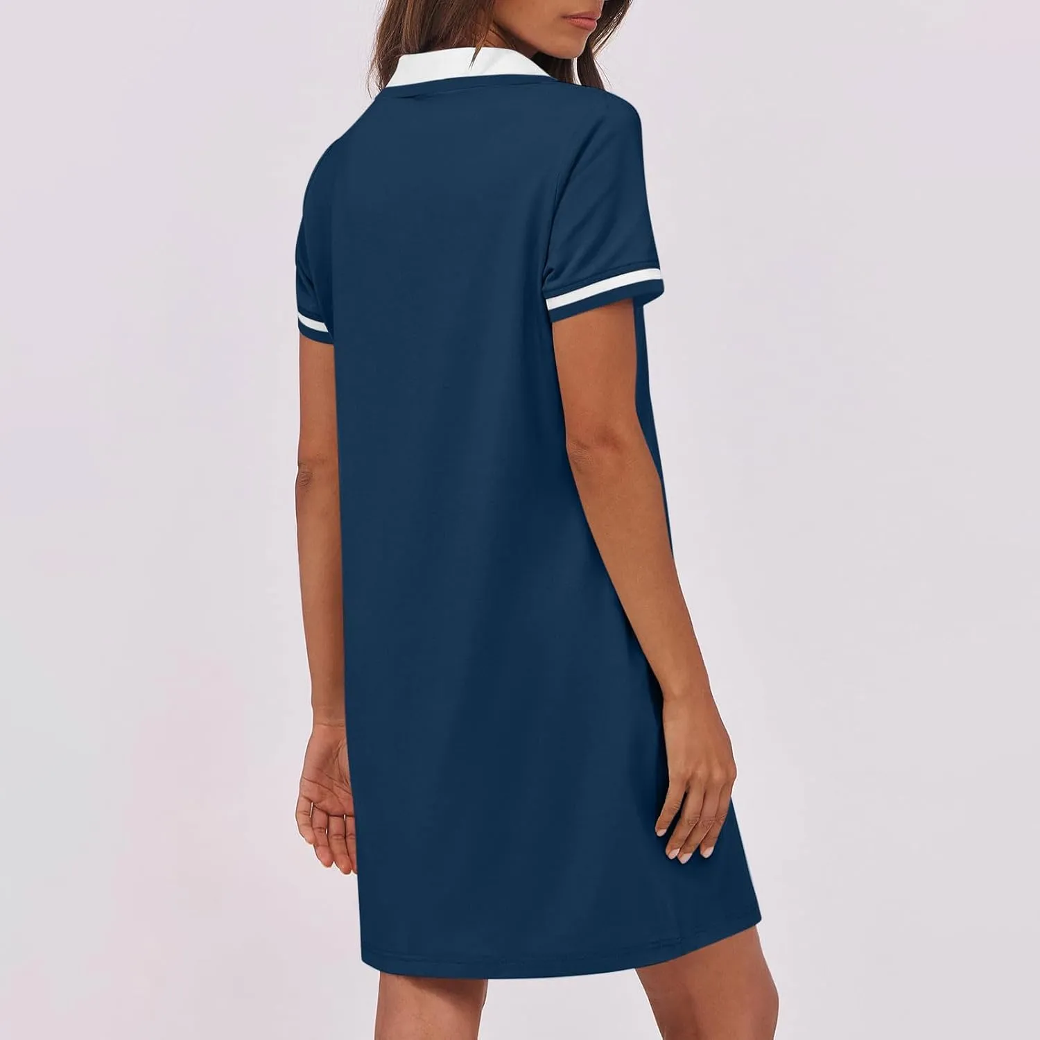 Women Lapel Short Sleeve Dresses 2025 Summer Casual Athletic Dress with Pocket, Ladies Golf Dress T-Shirt Dresses
