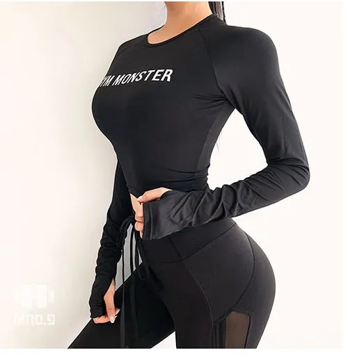 Women Sexy Long Sleeve Crop Top fitness T-shirts camouflage Yoga shirt Gym Top Sexy sports T shirt  Workout Running clothes