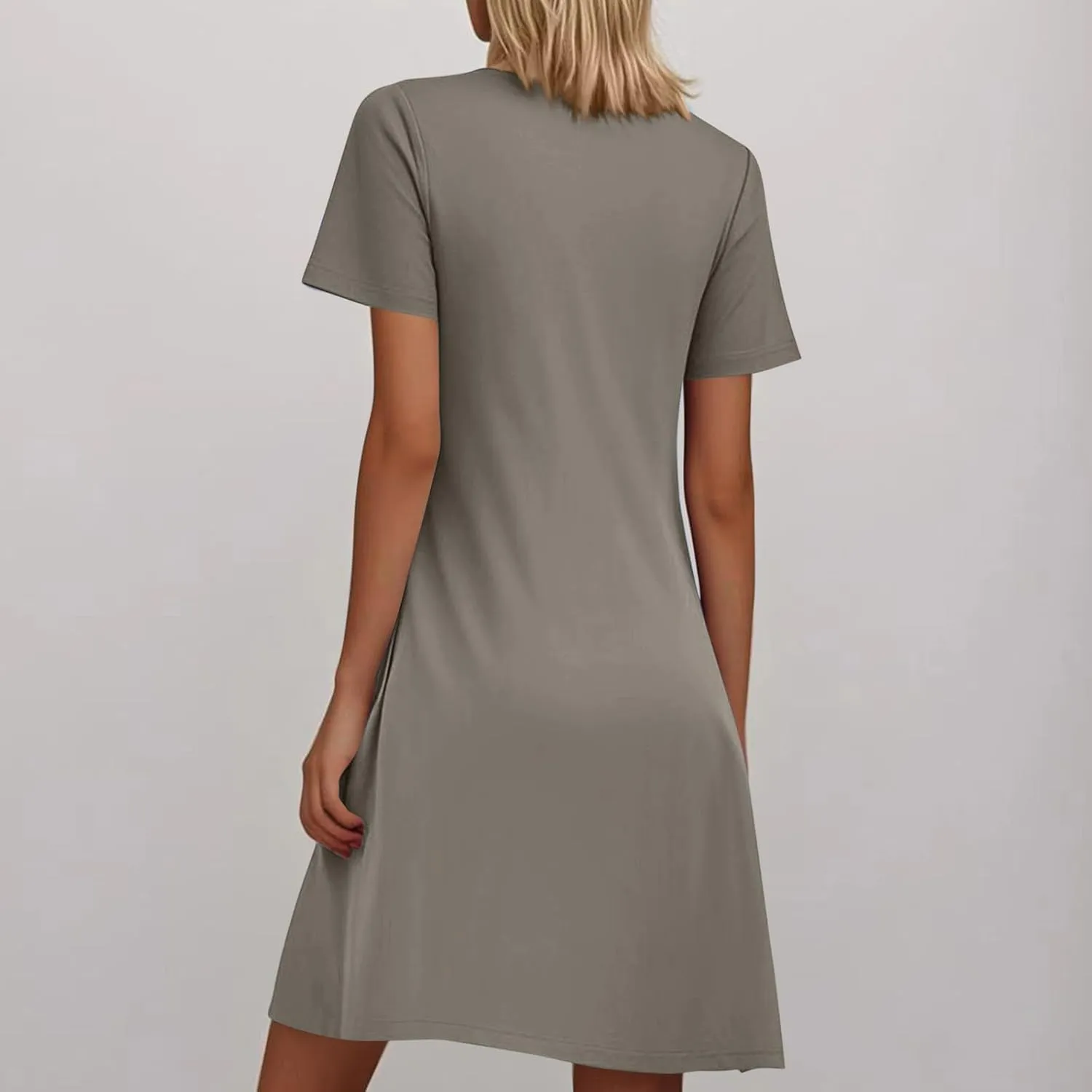 Women Summer T-Shirt Dresses Short Sleeve Pleated Front Swing A Line Dress Short Sleeve Causal Beach Vacation Dresses