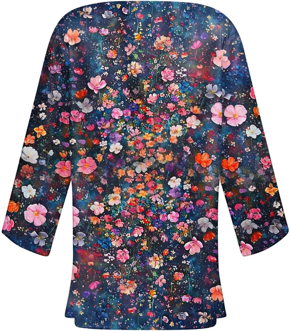 Women's Boho Floral Print 3/4 Sleeve Cardigans Loose Fit Cover Up Casual Blouses Cardigan Vacation Cover Up Tops