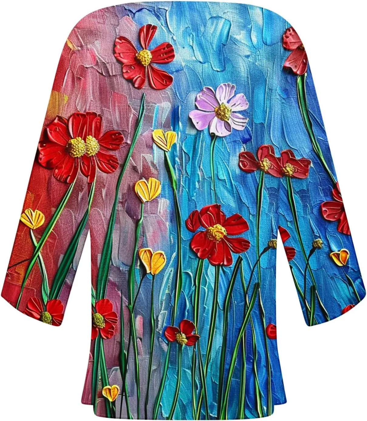 Women's Boho Floral Print 3/4 Sleeve Cardigans Loose Fit Cover Up Casual Blouses Cardigan Vacation Cover Up Tops