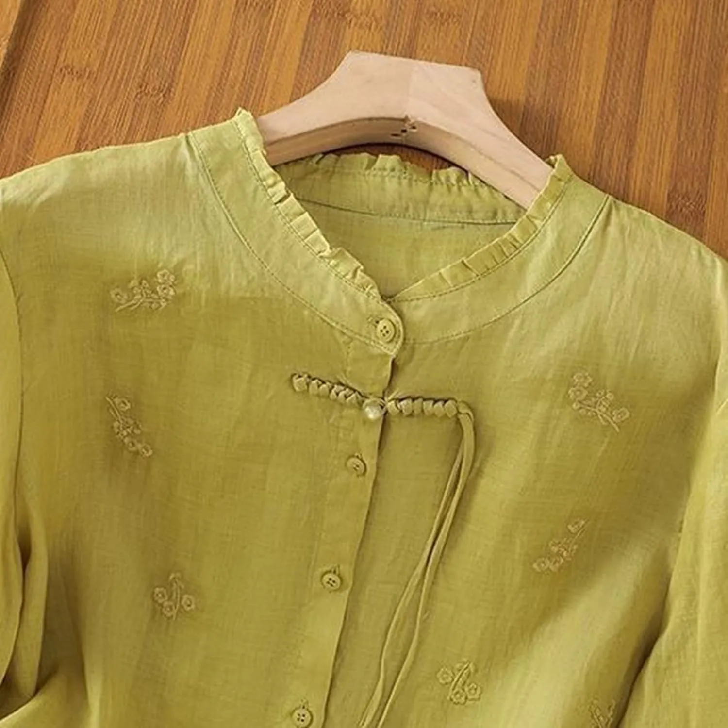 Womens Embroidery Shirts Solid Long Sleeve Cotton Linen Summer Casual Fashion Blouse Tops Loose T Shirt