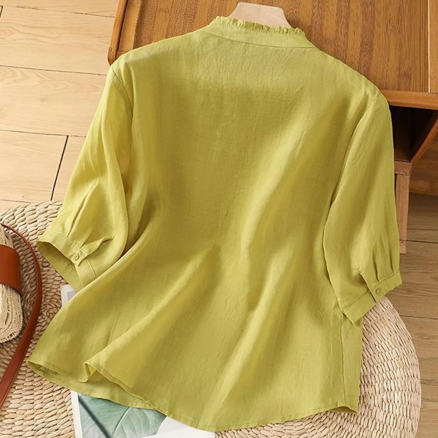 Womens Embroidery Shirts Solid Long Sleeve Cotton Linen Summer Casual Fashion Blouse Tops Loose T Shirt