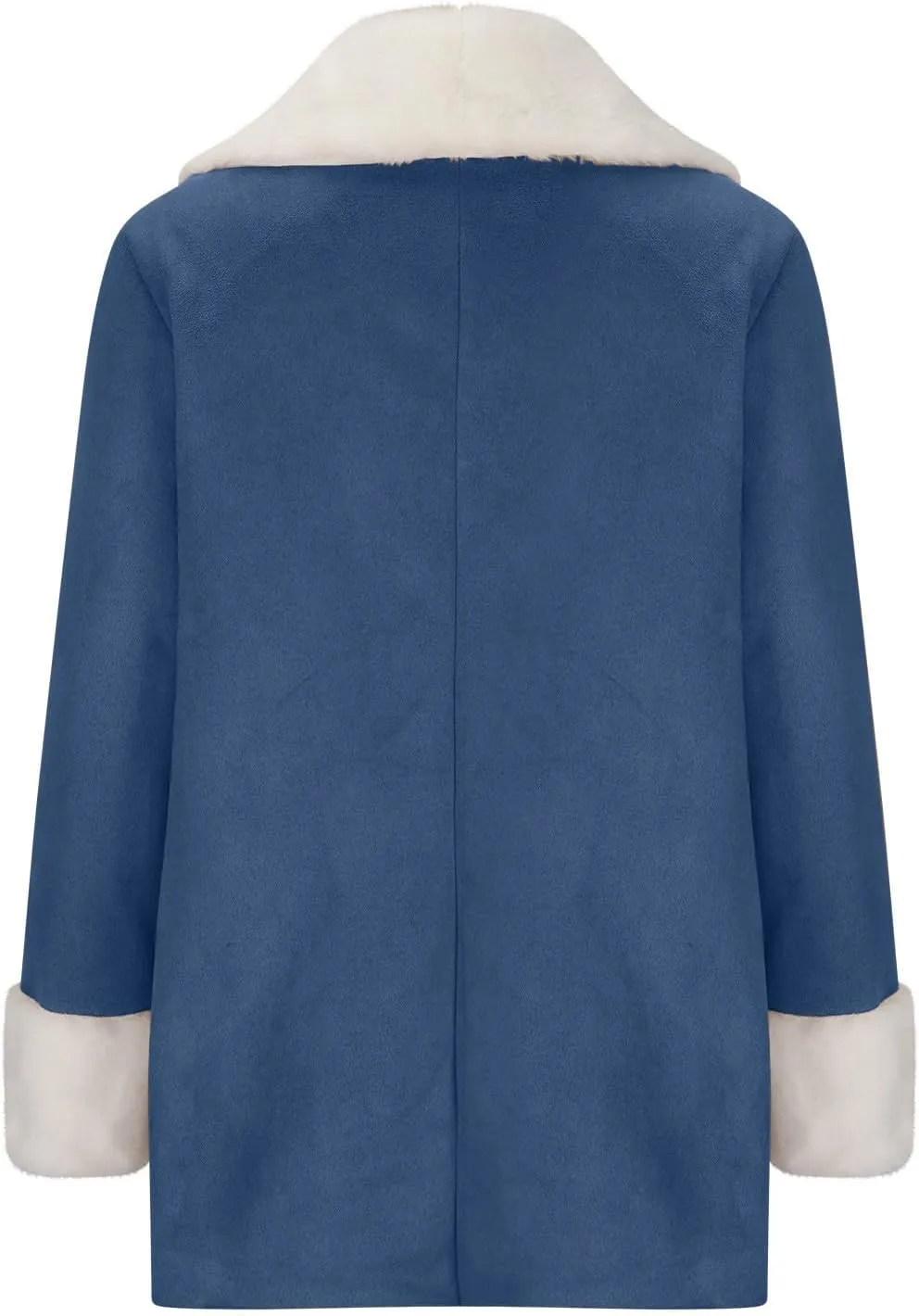 Womens Fleece Sherpa Lined Jackets Lapel Oversized Winter Coats Fuzzy Soft Overcoat Casual Pea Trench Coats Outerwear