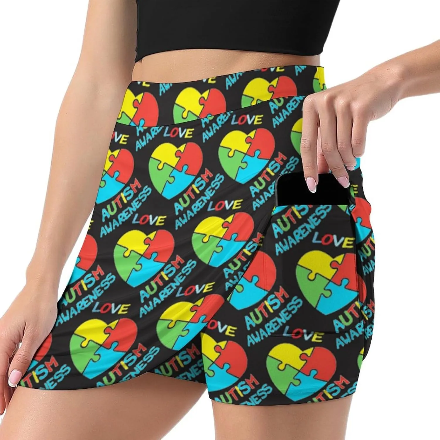 Women's High Waist A-line Short Trouser Skirt Casual Light Proof Trouser Skirt with Pocket S-3XL