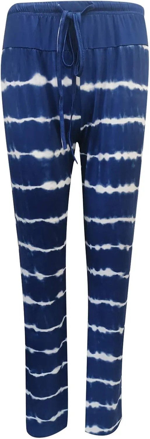 Women's Straight Loose Yoga Pants Wide Leg Drawstring Trousers Plus Size Printed Workout Pants Summer Beach Pants