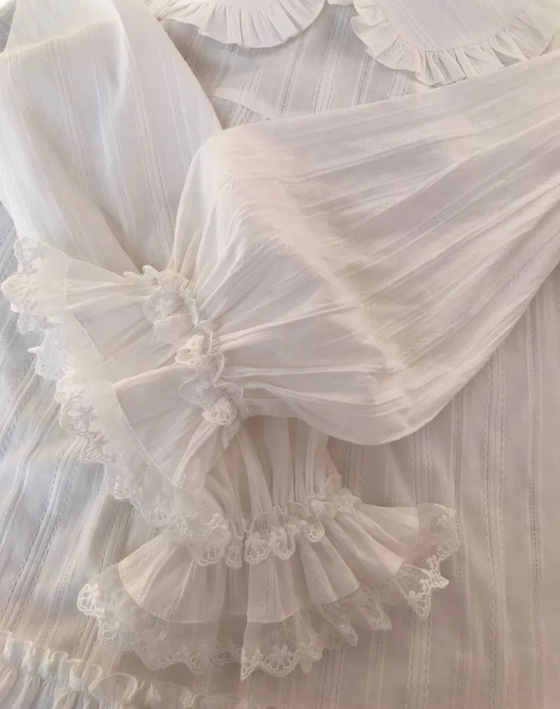 Yilia~Sweet Lolita Cotton Long Sleeve Blouse