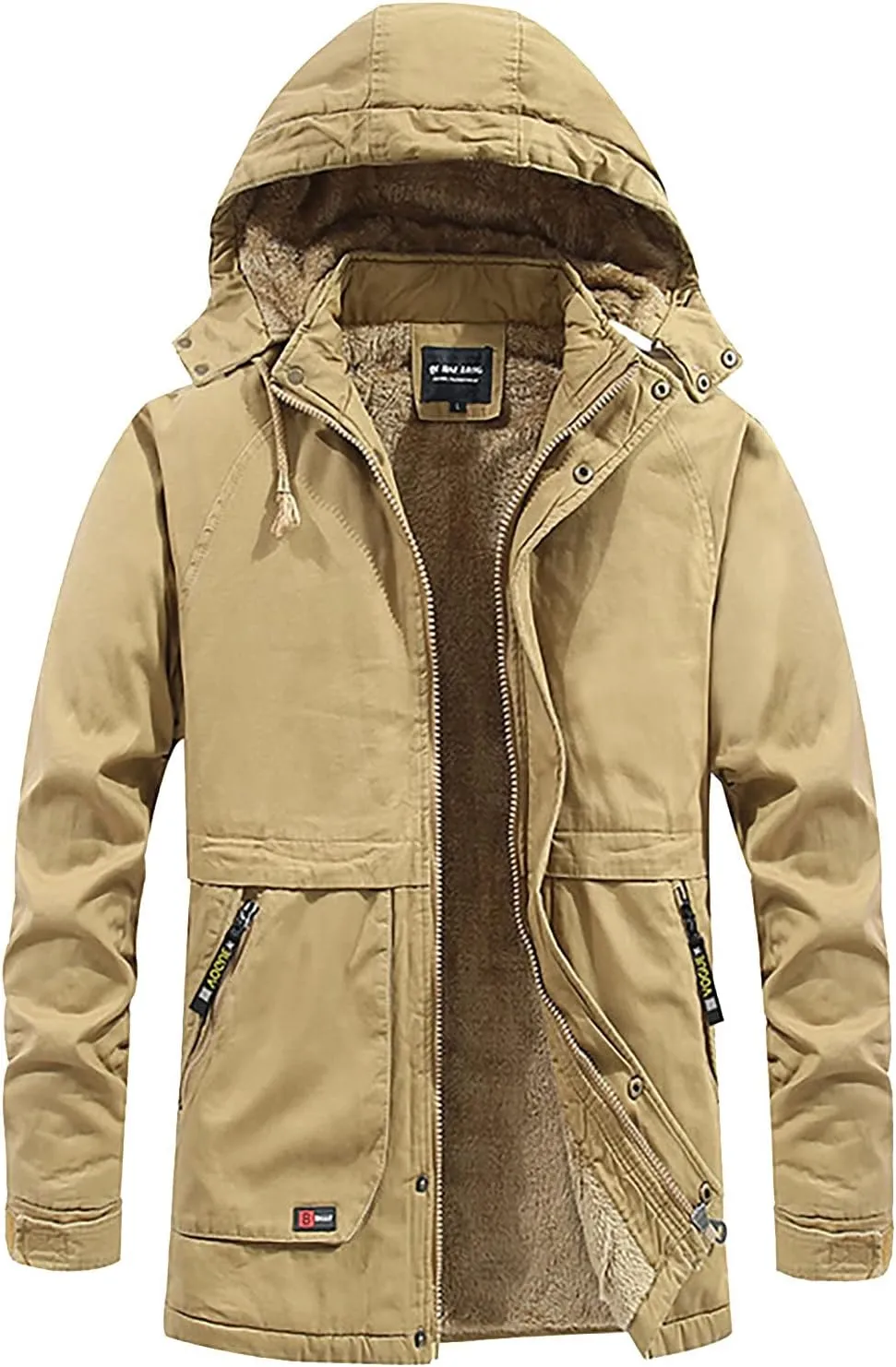 Ymosrh Mens Coats and Jackets Stylish Men's Winter Hooded Windproof Solid Long Sleeve Soft Coat Shell Jacket