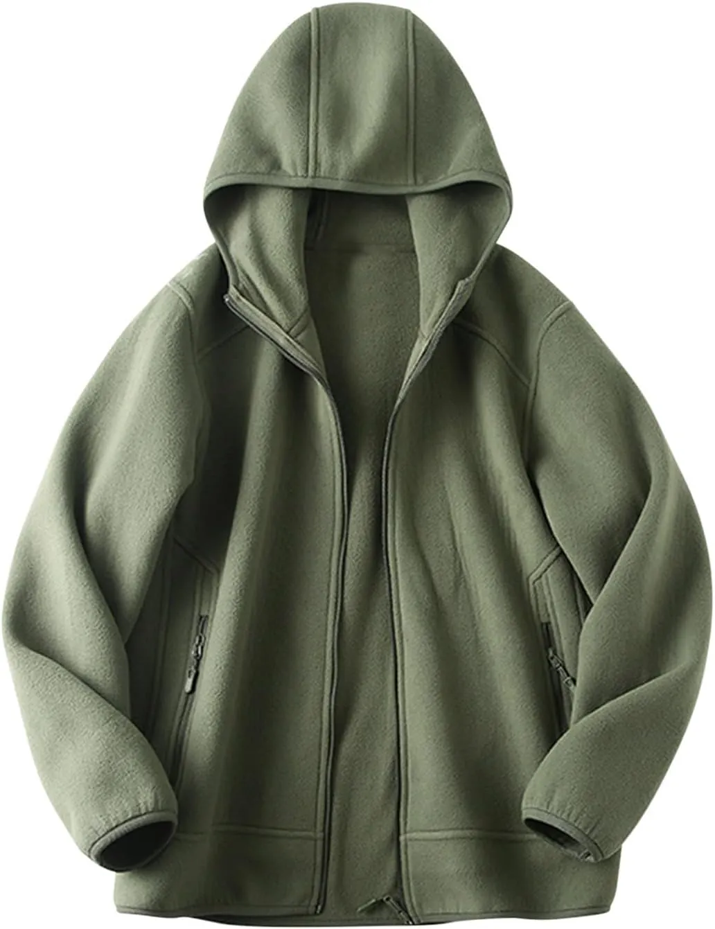 Zeiyignr Men's Fuzzy Sherpa Hoodie Sweatshirt Long Sleeve Full Zip Soft Fleece Jacket Winter Hooded Outwear Casual Solid Coat