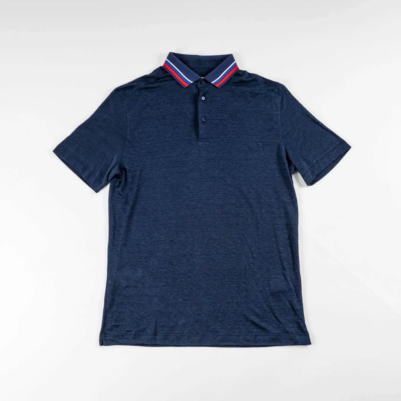 Zilli Short Sleeve Linen Polo Shirt with Classic Button Design